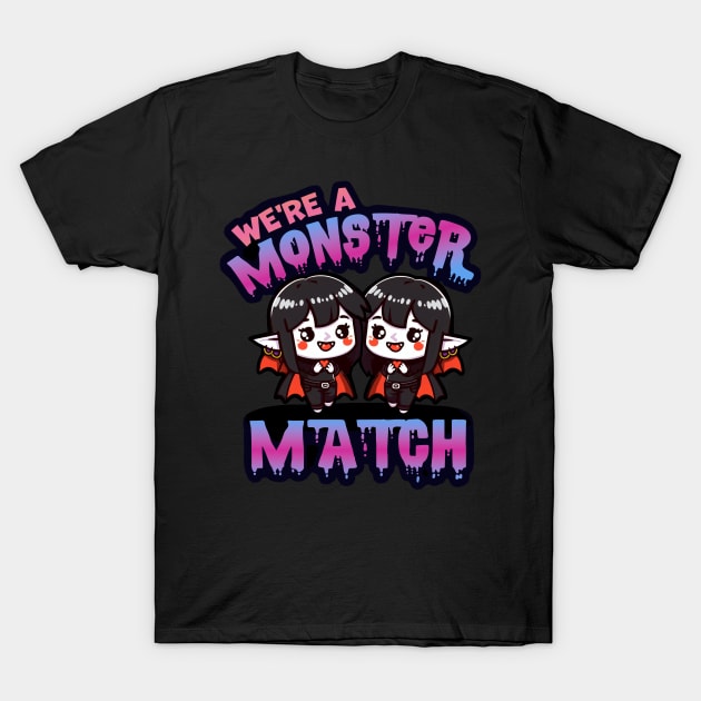 We’re a Monster Match Couples Shirt 2 Vampires Variant T-Shirt by Shotgaming